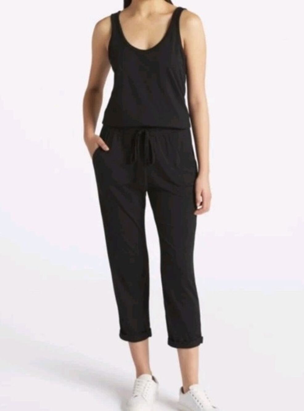 Michael Stars Theo One Piece Sleeveless Jumpsuit Black Modal NWT Large